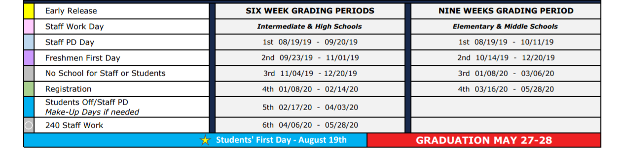 District School Academic Calendar Key for The Summit Intermediate