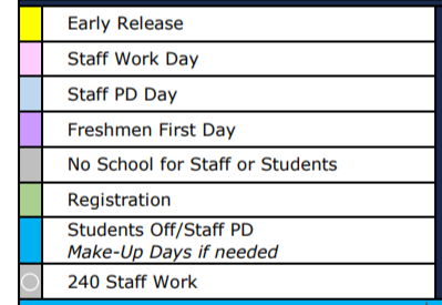 District School Academic Calendar Legend for The Summit Intermediate