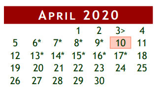 District School Academic Calendar for Brazoria Co J J A E P for April 2020