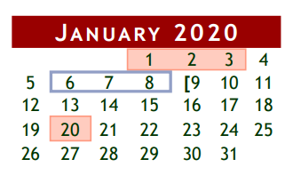 District School Academic Calendar for Brazoria Co J J A E P for January 2020