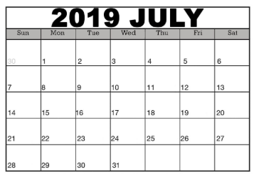 District School Academic Calendar for Alexander Middle School for July 2019