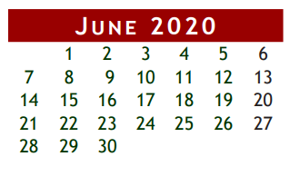 District School Academic Calendar for Alexander Middle School for June 2020