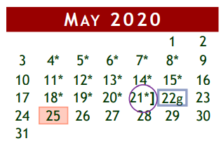 District School Academic Calendar for Berry Milller Junior High School for May 2020
