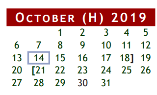 District School Academic Calendar for Alexander Middle School for October 2019