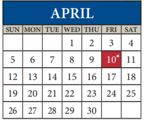 District School Academic Calendar for Park Crest Middle for April 2020