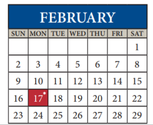 District School Academic Calendar for Dessau Middle School for February 2020