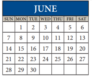 District School Academic Calendar for Brookhollow Elementary School for June 2020