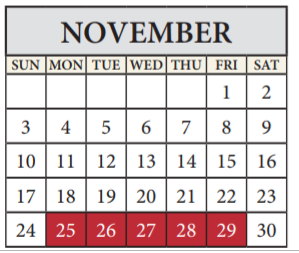 District School Academic Calendar for Northwest Elementary for November 2019