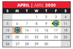 District School Academic Calendar for Hickey Elementary School for April 2020