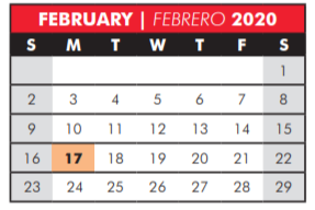 District School Academic Calendar for Jasper High School for February 2020