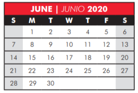District School Academic Calendar for David Mccall Elementary for June 2020