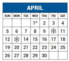 District School Academic Calendar for Math/science/tech Magnet for April 2020