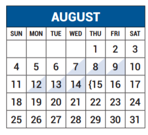 District School Academic Calendar for Northlake Elementary for August 2019