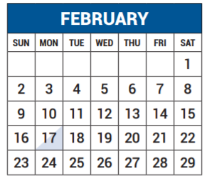 District School Academic Calendar for Richardson North Junior High for February 2020