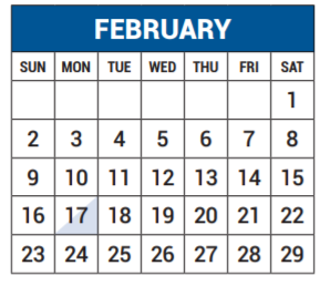 District School Academic Calendar for Richardson High School for February 2020