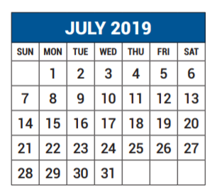 District School Academic Calendar for Richardson Terrace Elementary for July 2019