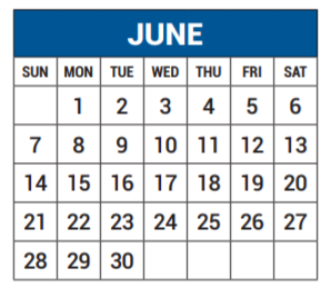 District School Academic Calendar for Audelia Creek Elementary for June 2020