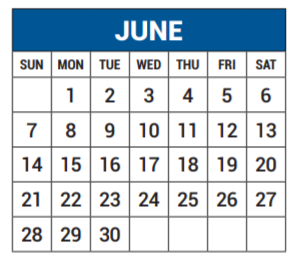 District School Academic Calendar for Dartmouth Elementary for June 2020