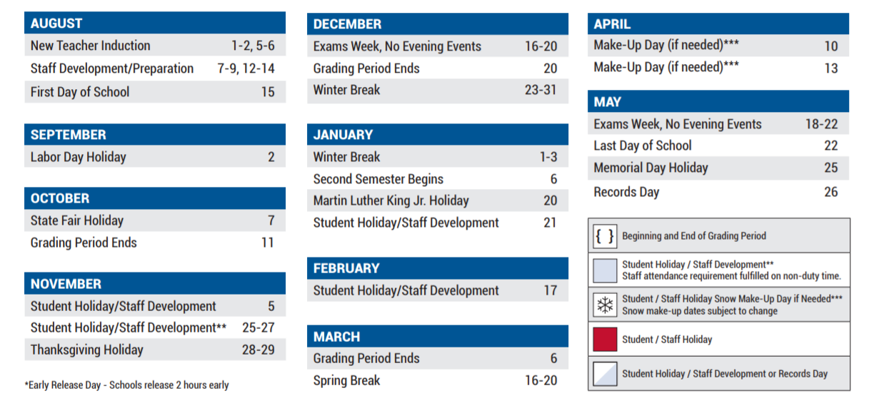 Richland Elementary School District Instructional Calendar