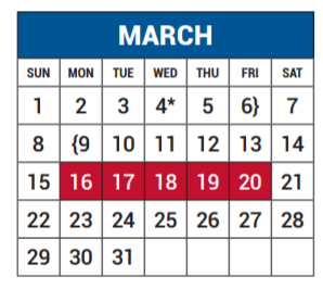 District School Academic Calendar for Enterprise City for March 2020