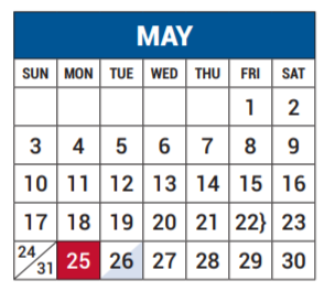 District School Academic Calendar for Spring Valley Elementary for May 2020