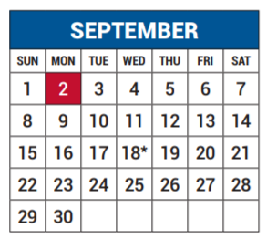 District School Academic Calendar for Math/science/tech Magnet for September 2019