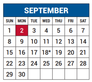 District School Academic Calendar for Mark Twain Elementary for September 2019