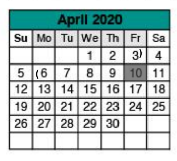 District School Academic Calendar for Success Program East for April 2020
