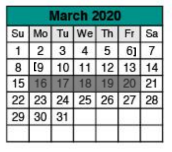 District School Academic Calendar for Chandler Oaks Elementary School for March 2020