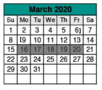 District School Academic Calendar for Bluebonnet Elementary School for March 2020