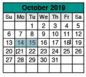 District School Academic Calendar for Ridgeview Middle School for October 2019