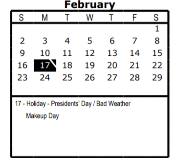 District School Academic Calendar for Jefferson High School for February 2020