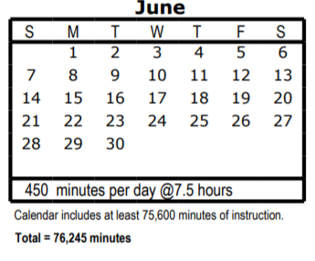 District School Academic Calendar for Wm B Travis Elementary for June 2020