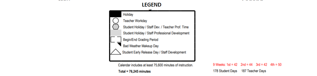 District School Academic Calendar Key for James Bowie Elementary