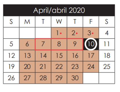 District School Academic Calendar for H D Hilley Elementary for April 2020