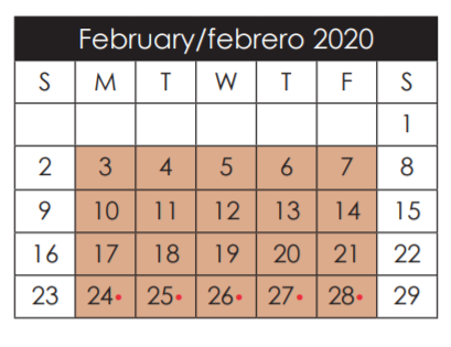 District School Academic Calendar for Elfida Chavez Elementary for February 2020