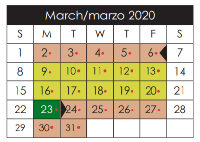 District School Academic Calendar for Ernesto Serna School for March 2020