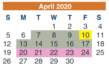 District School Academic Calendar for Stelle Claughton Middle School for April 2020