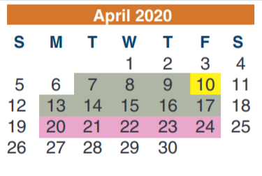 District School Academic Calendar for Westfield High School for April 2020