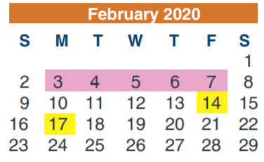 District School Academic Calendar for Andy Dekaney High School for February 2020