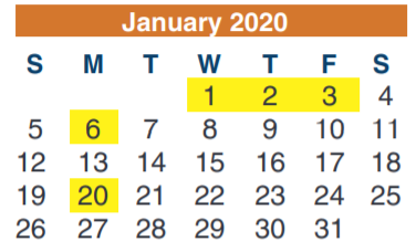 District School Academic Calendar for Spring High School for January 2020