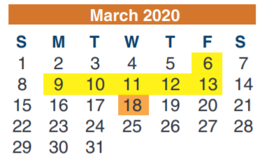 District School Academic Calendar for Deloras E Thompson Elementary for March 2020