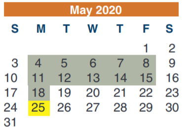 District School Academic Calendar for Carl Wunsche Sr H S for May 2020