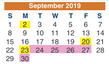 District School Academic Calendar for Donna Lewis Elementary for September 2019