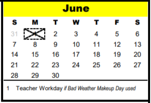 District School Academic Calendar for Spring Branch Ed Ctr for June 2020