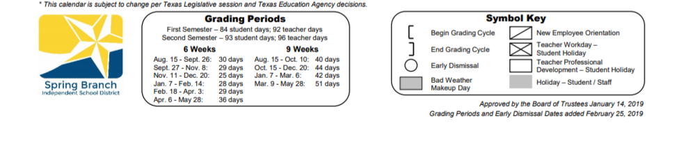 District School Academic Calendar Key for The Panda Path School