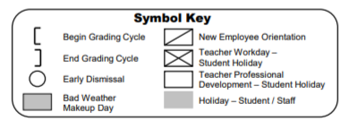 District School Academic Calendar Legend for Hollibrook Elementary