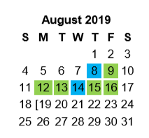 District School Academic Calendar for Ramey Elementary for August 2019