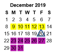 District School Academic Calendar for Robert E Lee High School for December 2019