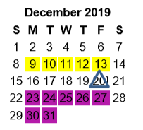 District School Academic Calendar for John Tyler High School for December 2019